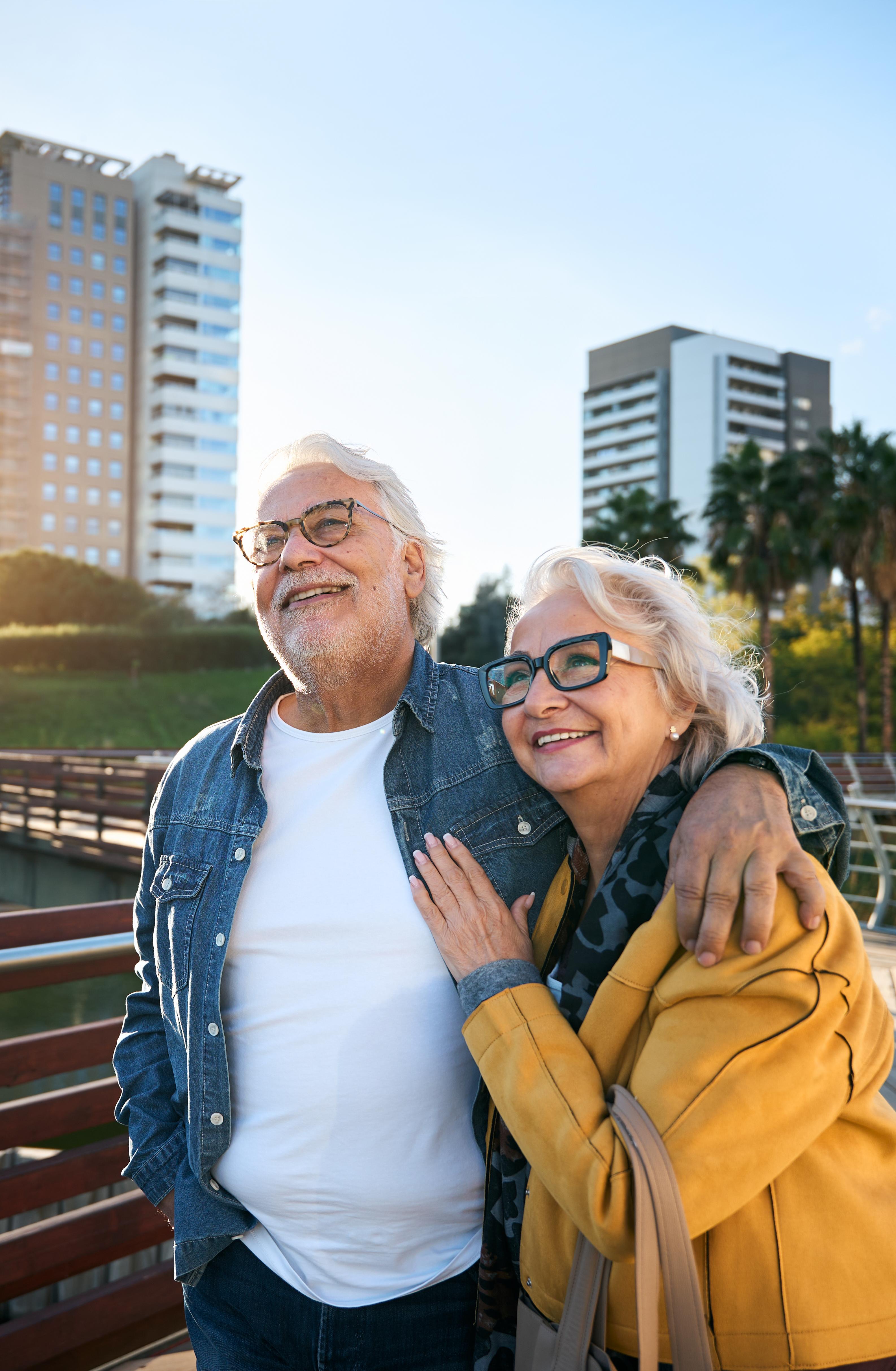 Older couple enjoying a walk outdoors